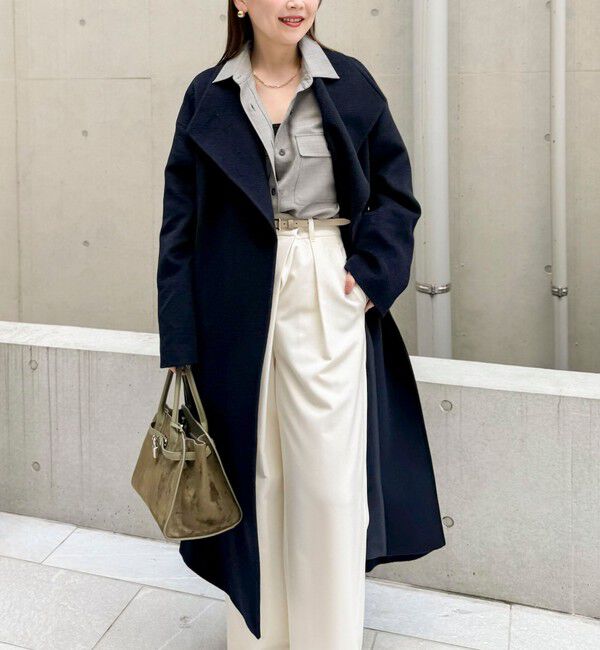 NOLLEY'S sophi「【一部WEB限定色】アンゴラビーバーベルテッドロングコート」|その他|ネイビー