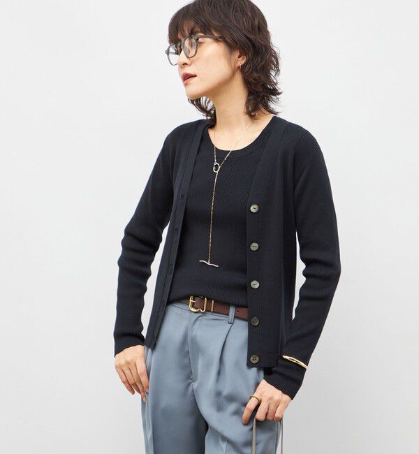 NOLLEY'S sophi「《アンサンブル対応》《手洗い可能》カシミヤ混リブVネックカーディガン」|カーディガン|