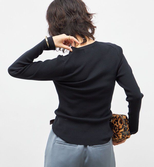 NOLLEY'S sophi「《アンサンブル対応》《手洗い可能》カシミヤ混リブUネックプルオーバー」|ニット・セーター|