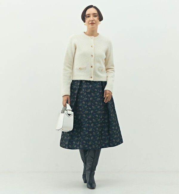 NOLLEY'S「ウォッシャブル花柄ジャガードタックスカート」|フレア|