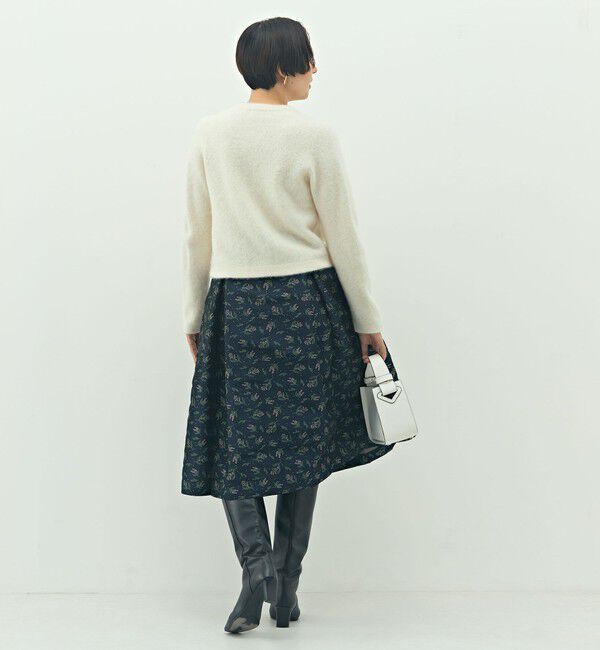 NOLLEY'S「ウォッシャブル花柄ジャガードタックスカート」|フレア|