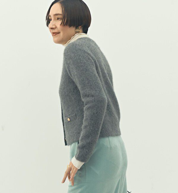 NOLLEY'S「ヘアリークルーネックニットジャケット」|カーディガン|