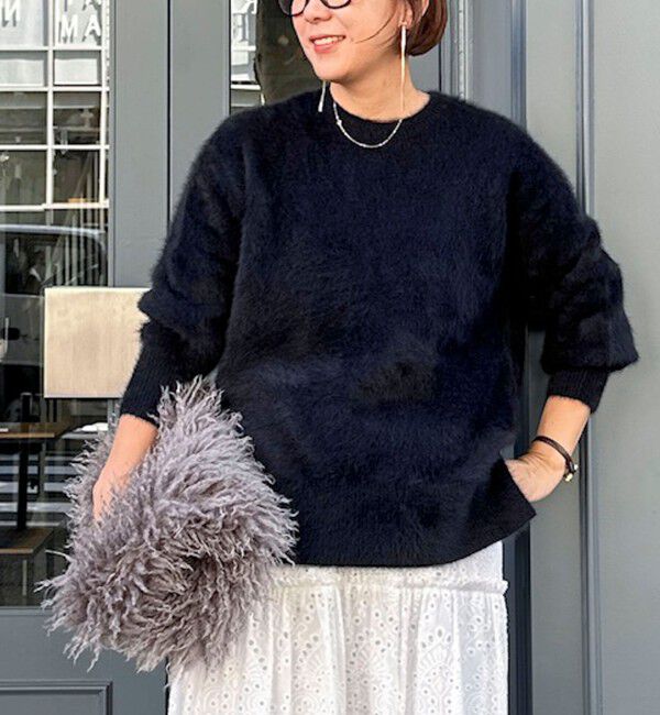 NOLLEY'S sophi「カシミヤ混ヘアリークルーネックプルオーバー」|ニット・セーター|ブラック