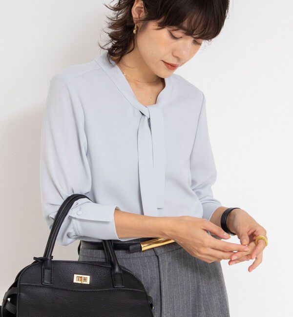 NOLLEY'S sophi「ウォッシャブルストレッチバックサテンボウタイブラウス」|シャツ・ブラウス|