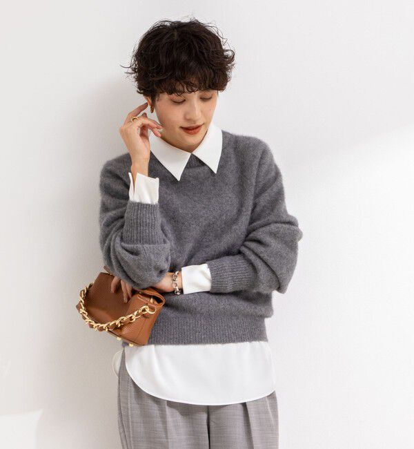 NOLLEY'S「◇【WEB限定】ウォッシャブルオトナサテン衿カフス付きＴブラウス」|シャツ・ブラウス|