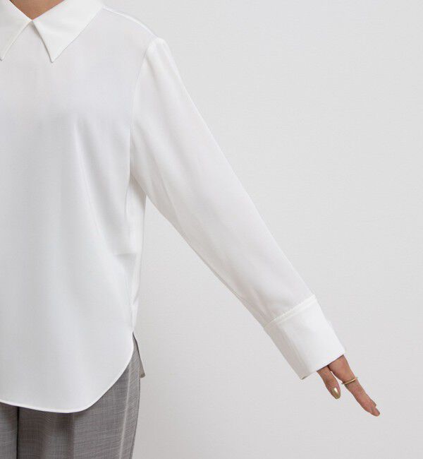 NOLLEY'S「◇【WEB限定】ウォッシャブルオトナサテン衿カフス付きＴブラウス」|シャツ・ブラウス|