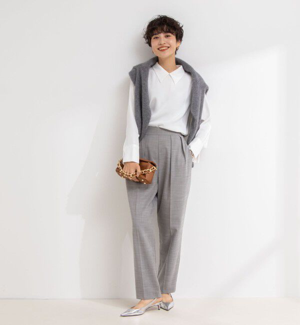 NOLLEY'S「◇【WEB限定】ウォッシャブルオトナサテン衿カフス付きＴブラウス」|シャツ・ブラウス|