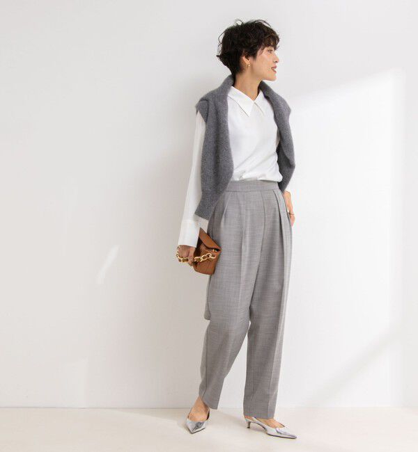 NOLLEY'S「◇【WEB限定】ウォッシャブルオトナサテン衿カフス付きＴブラウス」|シャツ・ブラウス|