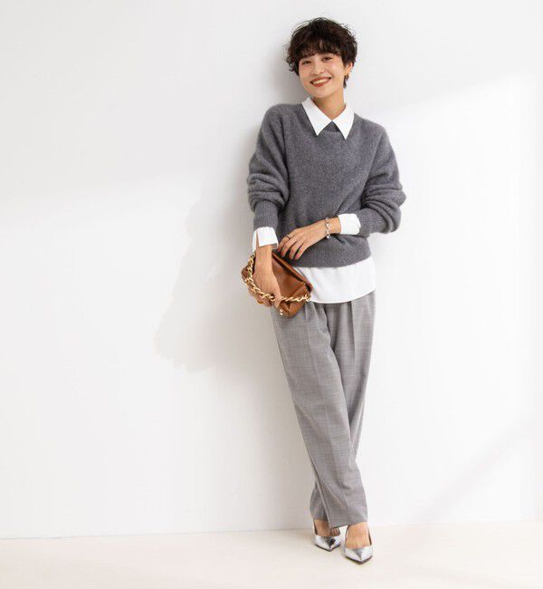 NOLLEY'S「◇【WEB限定】ウォッシャブルオトナサテン衿カフス付きＴブラウス」|シャツ・ブラウス|