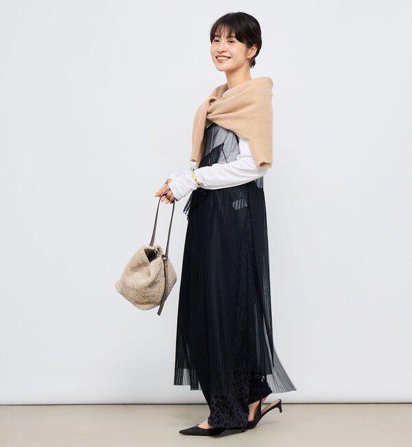 Rie Miller「ウォッシャブルチュールキャミワンピース」|ワンピース|ブラック