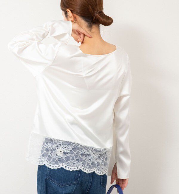 NOLLEY'S「ウォッシャブル裾レース2WAYオトナサテンブラウス」|シャツ・ブラウス|