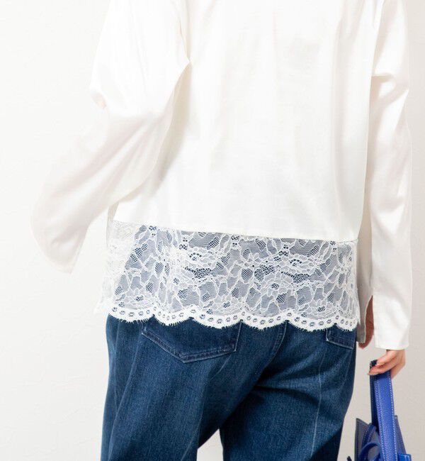 NOLLEY'S「ウォッシャブル裾レース2WAYオトナサテンブラウス」|シャツ・ブラウス|