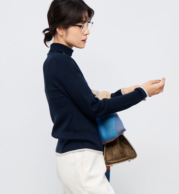 NOLLEY'S「《手洗い可能》3&times;2リブ配色タートルネック」|ニット・セーター|