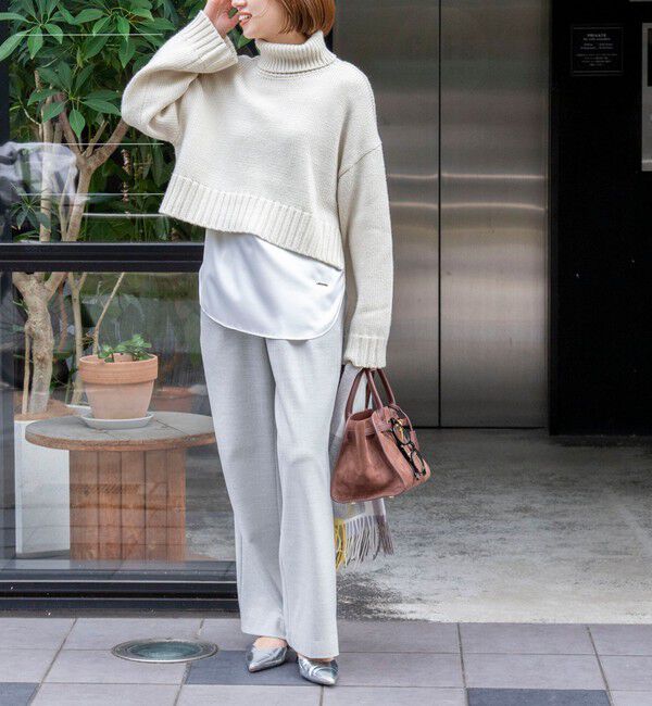 NOLLEY'S sophi「ブライト紡毛サイドジップショート丈タートルネック」|ニット・セーター|