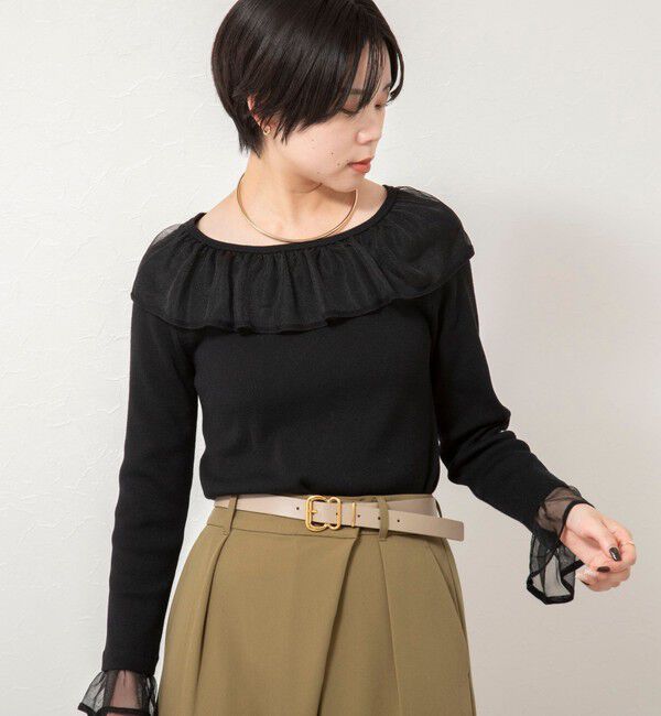 NOLLEY'S sophi「《手洗い可能》シアーフリル総針プルオーバー」|ニット・セーター|