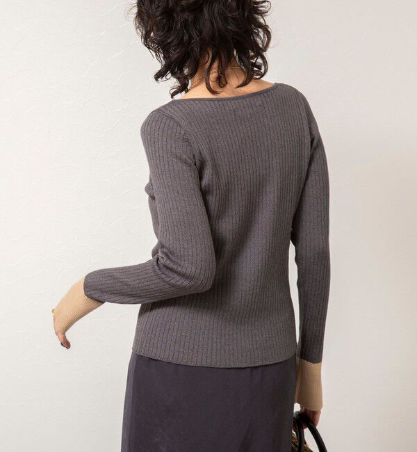 NOLLEY'S sophi「《手洗い可能》ウール混ワイドリブ袖口配色プルオーバー」|ニット・セーター|