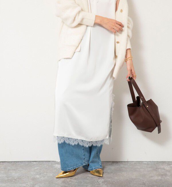 NOLLEY'S sophi「ウォッシャブルトリミングレースサテンキャミワンピース」|ワンピース|