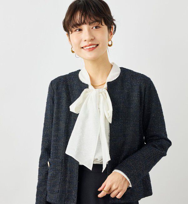 NOLLEY'S「ウォッシャブルツィーディージャージジャケット」|ノーカラージャケット|