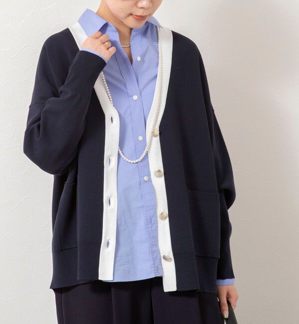 NOLLEY'S sophi「【一部WEB限定カラー】《手洗い可能》スムース編みVネックカーディガン」|カーディガン|ダークネイビー