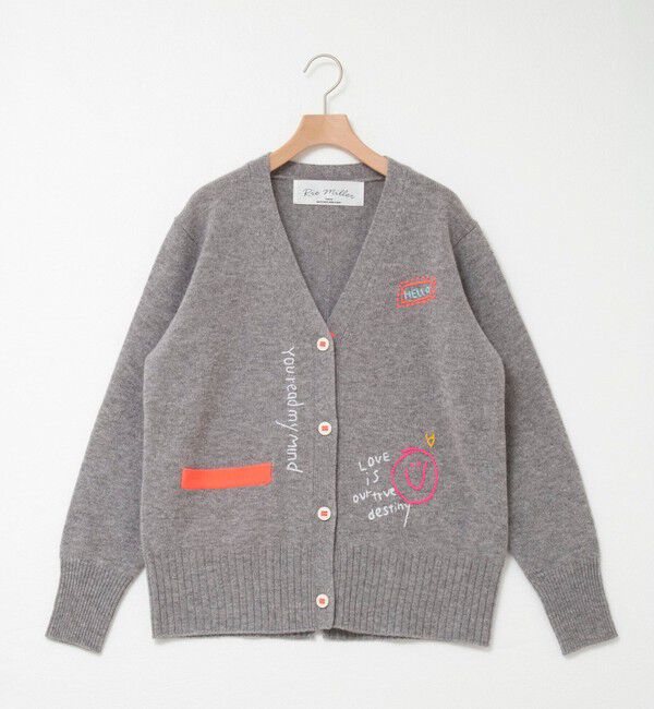 Rie Miller「《手洗い可能》ハンド刺繍Vネックカーディガン」|カーディガン|