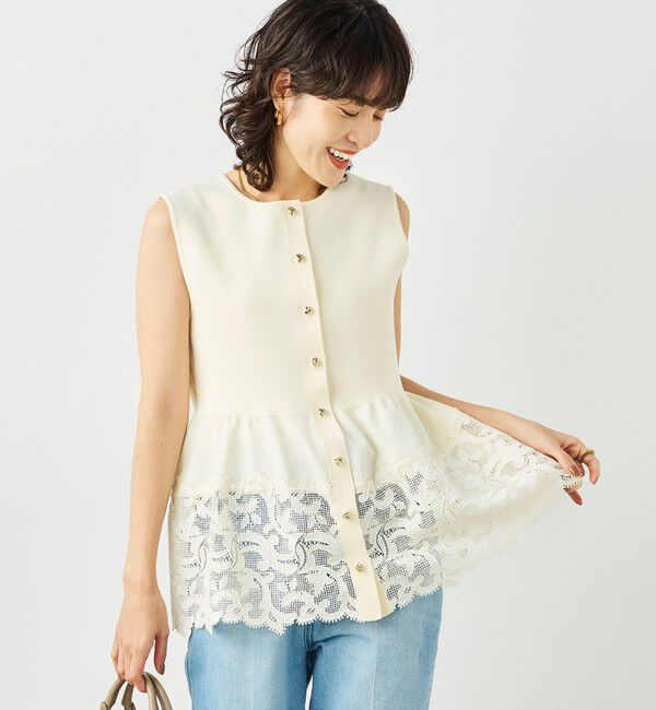 NOLLEY'S「《手洗い可能》レース付きペプラムベスト」|ベスト・ジレ|