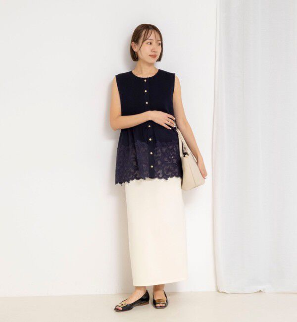 NOLLEY'S「《手洗い可能》レース付きペプラムベスト」|ベスト・ジレ|
