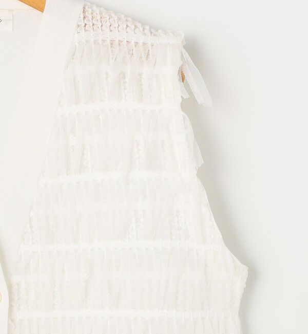 NOLLEY'S「《手洗い可能》チュールフリンジVネックベスト」|ベスト・ジレ|