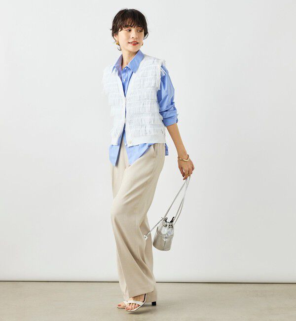 NOLLEY'S「《手洗い可能》チュールフリンジVネックベスト」|ベスト・ジレ|