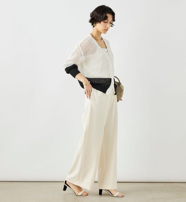 NOLLEY'S「《手洗い可能》テープメッシュ編Vネックカーディガン」|カーディガン|