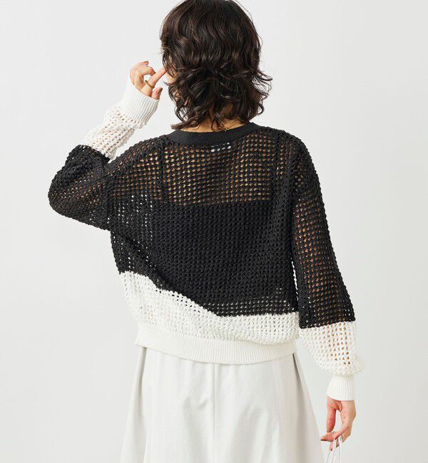 NOLLEY'S「《手洗い可能》テープメッシュ編Vネックカーディガン」|カーディガン|