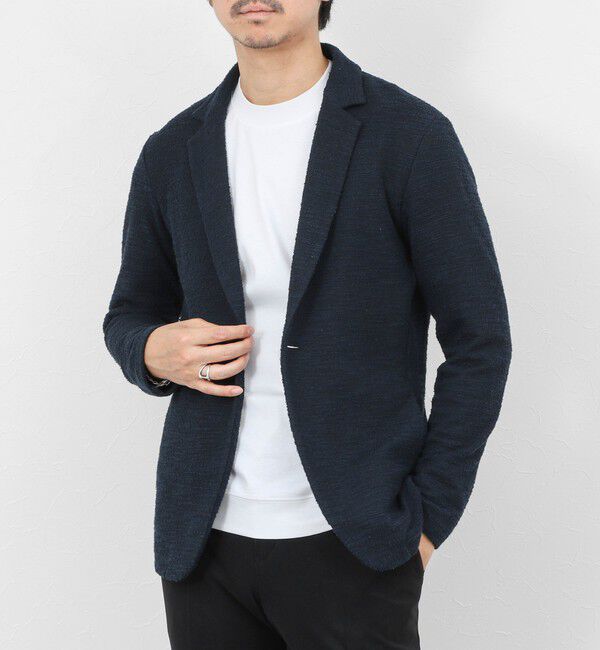 Stutostein「《ビジカジ対応》ツィードジャージーテーラーCD 26SS」|カーディガン|ネイビー