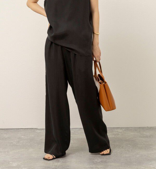 MAQWEL「《セットアップ対応》【MAQWEL/マクウェル】ウォッシャブルサテンパンツ」|その他|ブラック