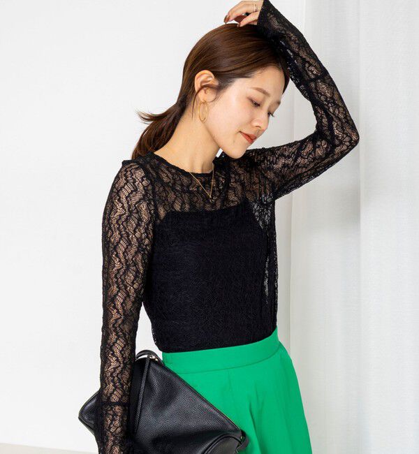 NOLLEY'S「ウォッシャブル袖フレアレースロンＴ」|Tシャツ・カットソー|