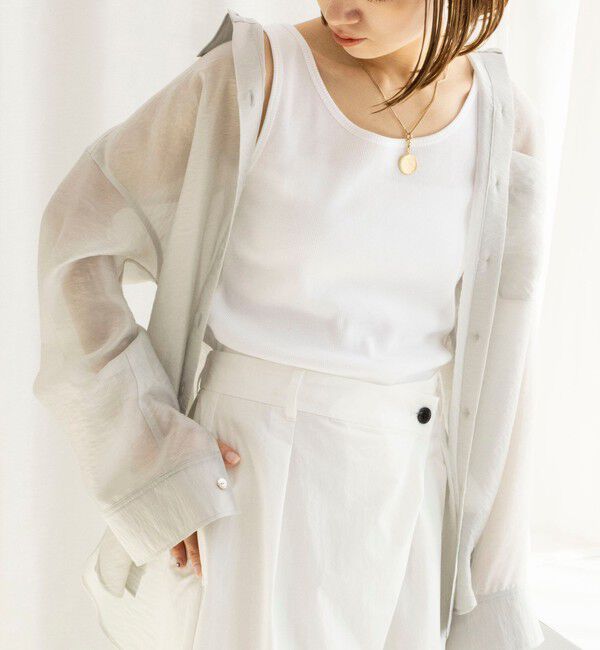 NOLLEY'S「ウォッシャブルプレミアムテレコアシメ2WAYタンク」|タンクトップ|