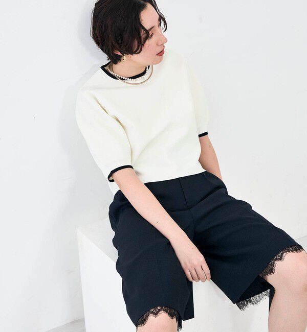 NOLLEY'S「《手洗い可能》ホールガーメントパフスリーブニットＴ」|ニット・セーター|