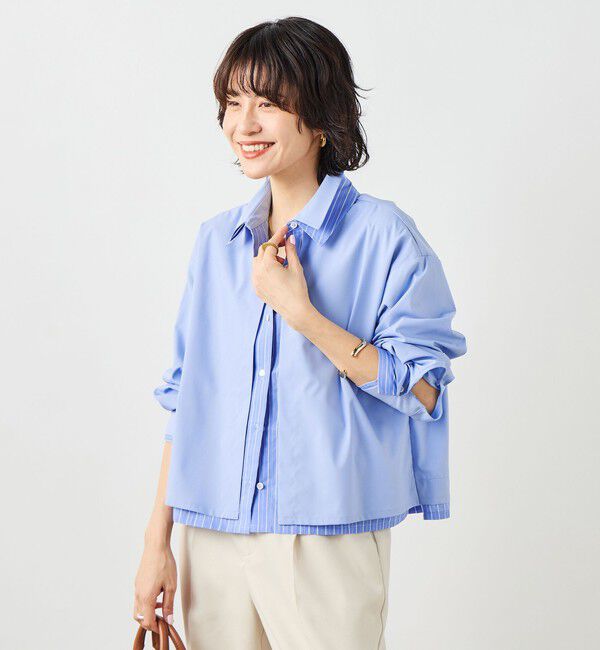 NOLLEY'S「ウォッシャブルレイヤード風ショート丈シャツ」|シャツ・ブラウス|