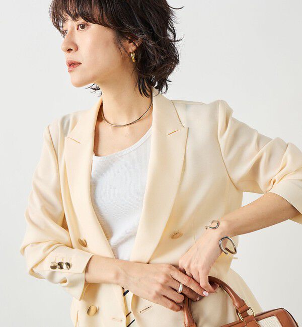 NOLLEY'S sophi「《セットアップ対応》ウォッシャブルスラブオックスダブルジャケット」|テーラードジャケット|エクリュ