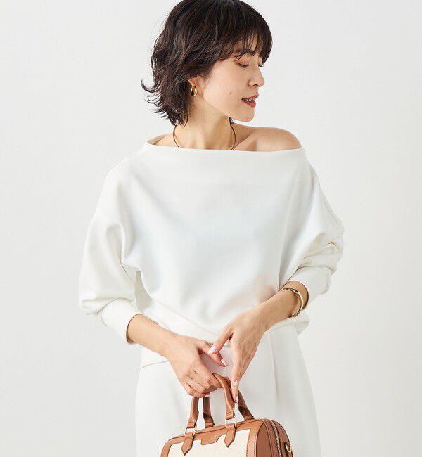 NOLLEY'S sophi「《セットアップ対応》ウォッシャブルボートネックライトダンボールプルオーバー」|Tシャツ・カットソー|