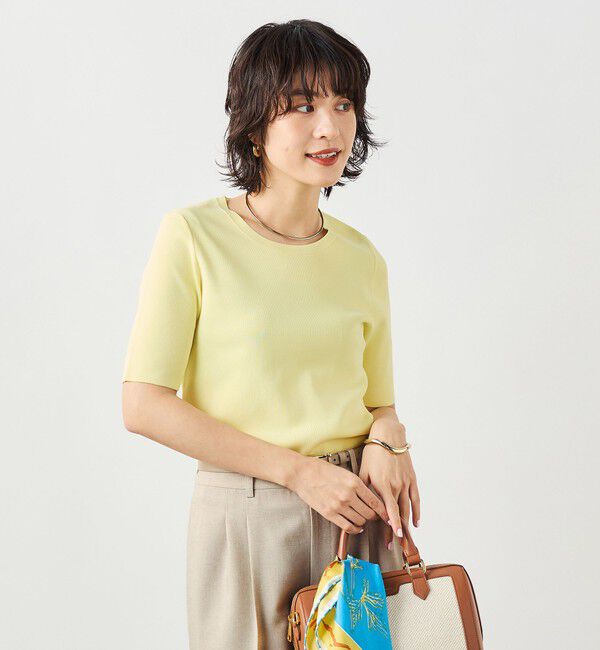 NOLLEY'S sophi「《アンサンブル対応》《手洗い可能》マルチファンクション5分袖プルオーバー」|ニット・セーター|