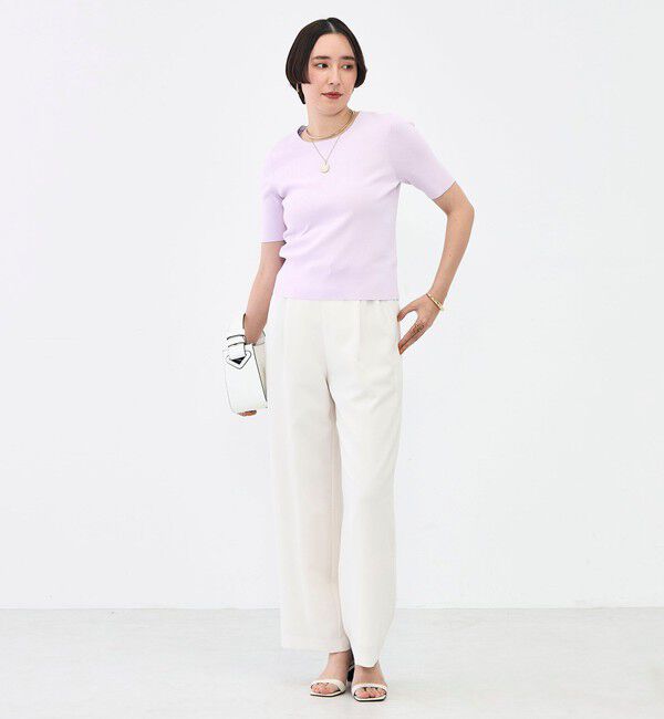 NOLLEY'S sophi「《アンサンブル対応》《手洗い可能》マルチファンクション5分袖プルオーバー」|ニット・セーター|