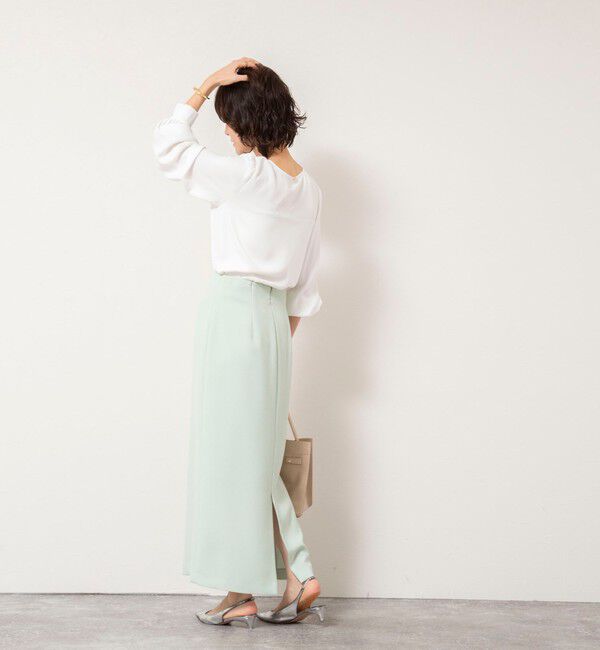 NOLLEY'S sophi「ウォッシャブルサテンアシンメトリーラッフルブラウス」|シャツ・ブラウス|
