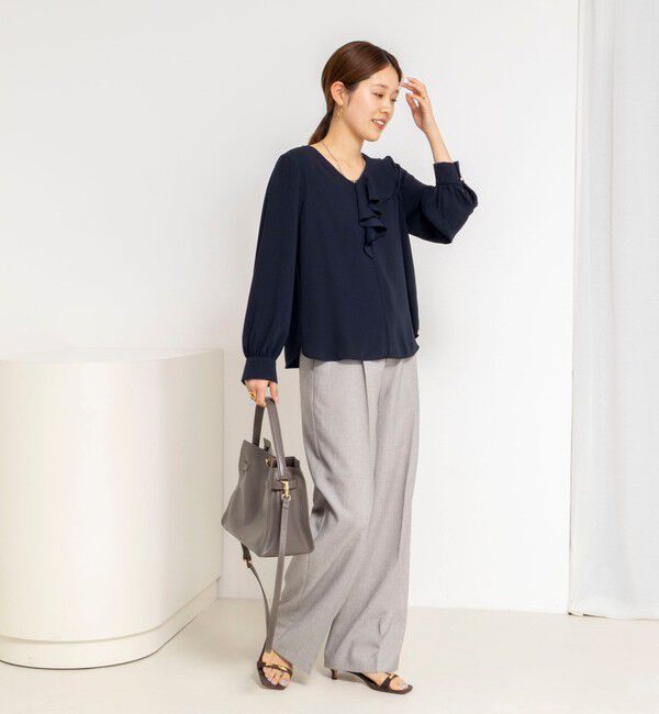 NOLLEY'S sophi「ウォッシャブルサテンアシンメトリーラッフルブラウス」|シャツ・ブラウス|