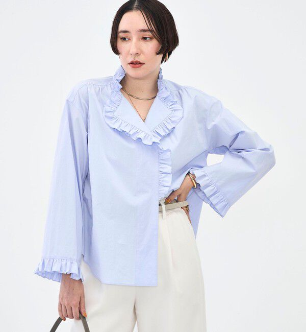NOLLEY'S sophi「ウォッシャブルORGANICコットンフリルシャツブラウス」|シャツ・ブラウス|