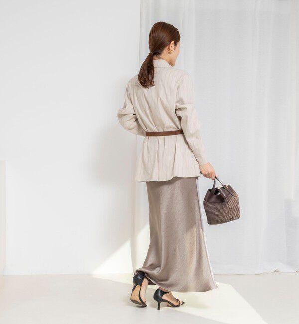 NOLLEY'S「ウォッシャブルサテンナロースカート」|フレア|
