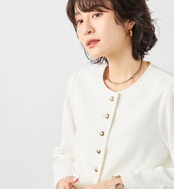 NOLLEY'S sophi「ウォッシャブルラッセルリングカーデジャケット」|ノーカラージャケット|