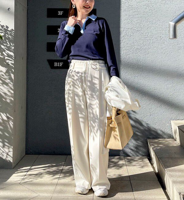 NOLLEY'S sophi「《手洗い可能》シャツレイヤード風スキッパーポロニット」|ニット・セーター|