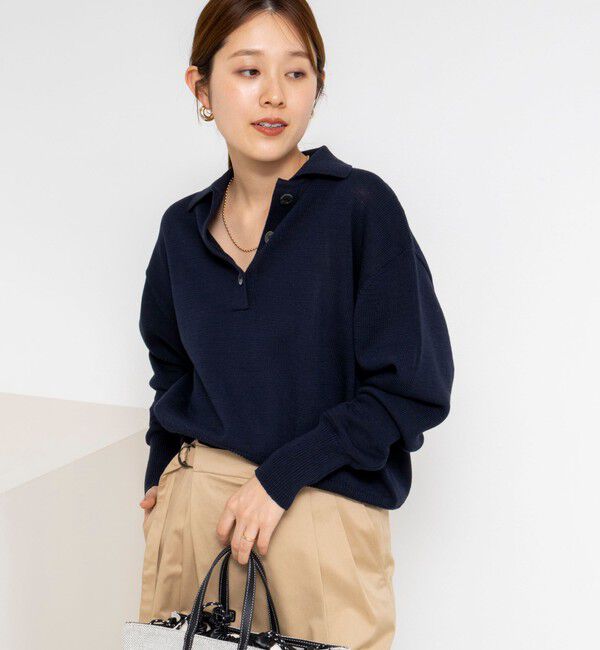 NOLLEY'S「《手洗い可能》ギマコットンポロ襟プルオーバー」|ニット・セーター|