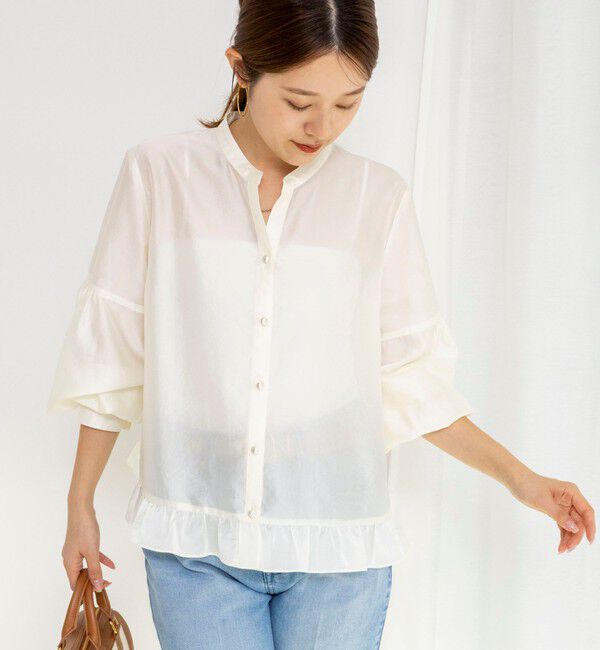 NOLLEY'S「ウォッシャブルシアー裾フリルブラウス」|シャツ・ブラウス|