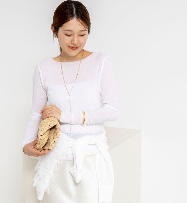 NOLLEY'S「ウォッシャブルシアー配色ロンＴ」|Tシャツ・カットソー|