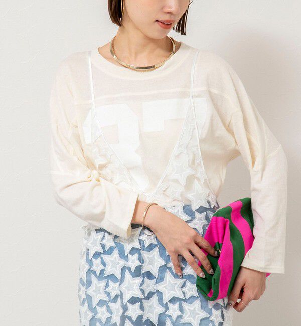 Rie Miller「ウォッシャブル2WAYアメフトライクロンT」|Tシャツ・カットソー|オフホワイト